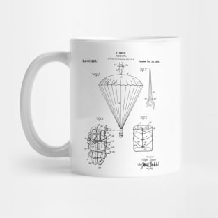 Parachute Patent - Sky Diving Art - Black And White Mug